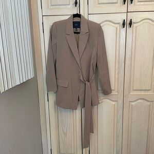 Y.A.S Elegant Women's Taupe Blazer with Side Tie